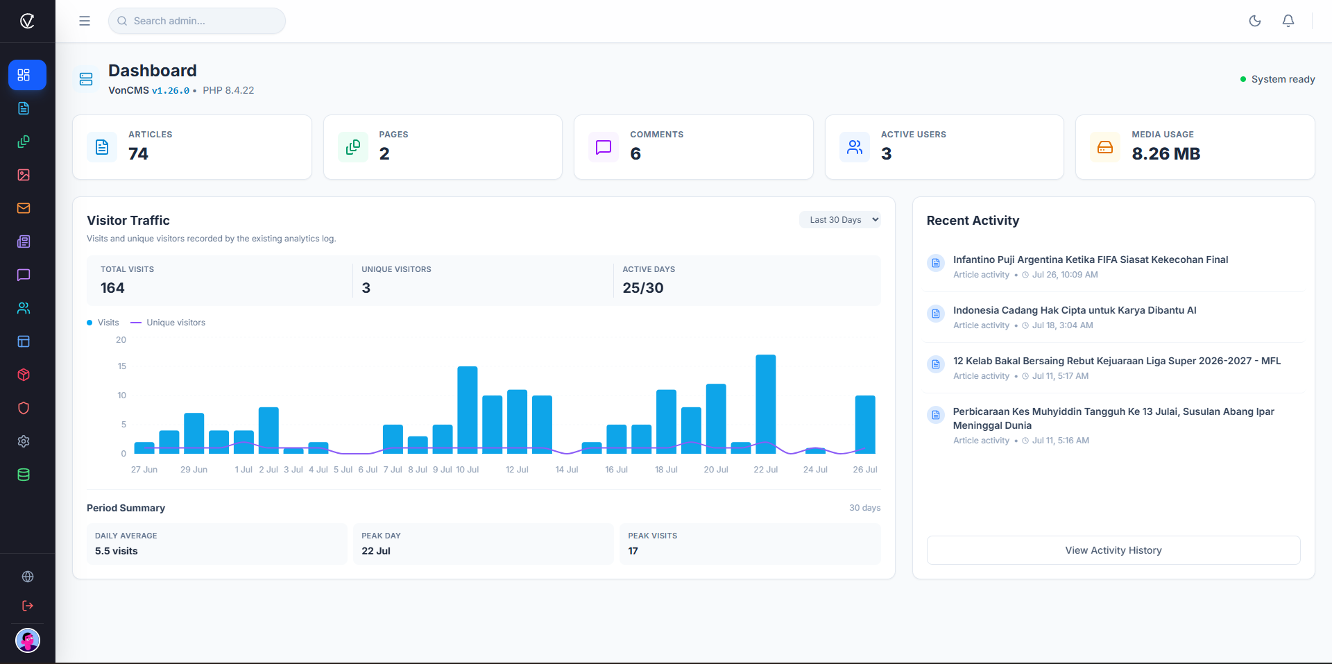 VonCMS screenshot 1
