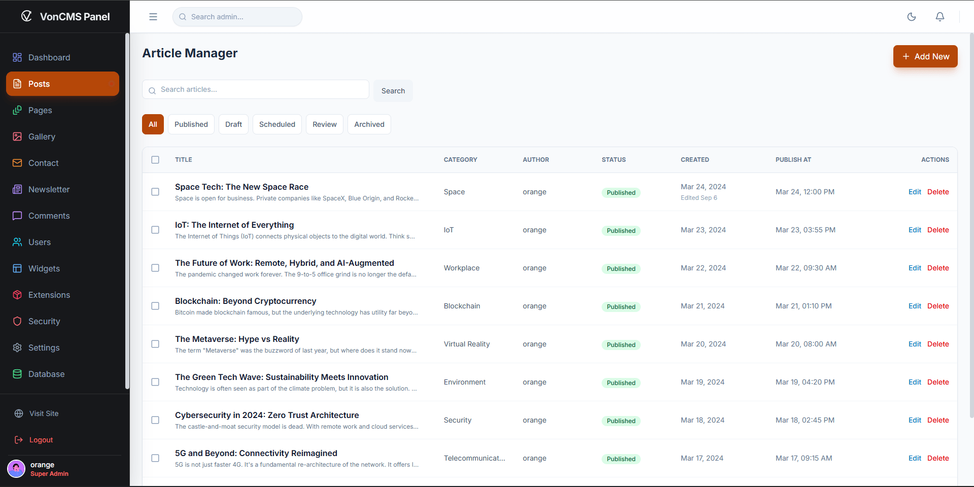 VonCMS screenshot 2